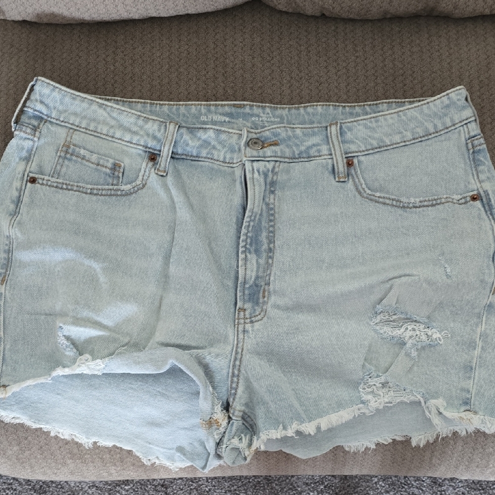 Old Navy Blue Distressed Jean Shorts High-Waisted